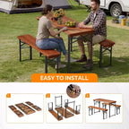 Tavoli da picnic pieghevoli VINGLI da 45 pollici con panche, set da 3 pezzi, tavolo da campeggio e barbecue portatile e pieghevole.
