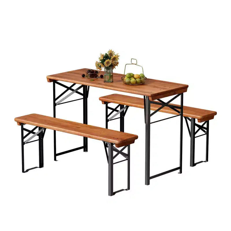 Tavoli da picnic pieghevoli VINGLI da 45 pollici con panche, set da 3 pezzi, tavolo da campeggio e barbecue portatile e pieghevole.