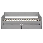 FAMYYT Letto a giorno in legno per ragazzi, dimensioni doppie, con 2 cassetti, estendibile, facile da montare, grigio
