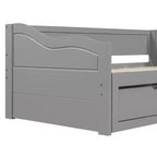 FAMYYT Letto a giorno in legno per ragazzi, dimensioni doppie, con 2 cassetti, estendibile, facile da montare, grigio