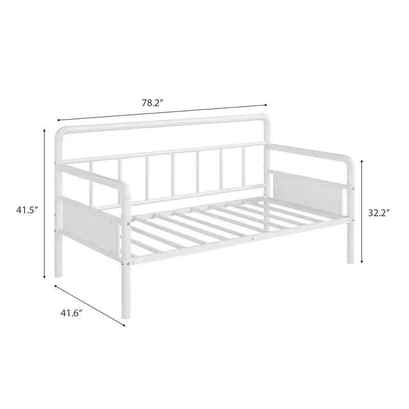 Struttura per divano letto in metallo, misura singola, struttura letto singola resistente, divano letto bianco per soggiorno, camera da letto, camera degli ospiti
