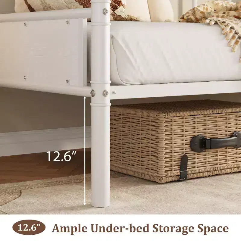 Struttura per divano letto in metallo, misura singola, struttura letto singola resistente, divano letto bianco per soggiorno, camera da letto, camera degli ospiti