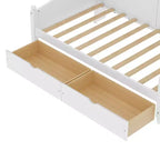 Divano Letto Singolo con Cassetti Contenitore e Mensole nella Testiera, Struttura Letto in Legno, Bianco