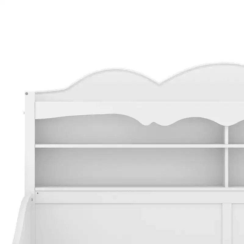 Divano Letto Singolo con Cassetti Contenitore e Mensole nella Testiera, Struttura Letto in Legno, Bianco