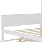 Divano Letto Singolo in Legno con Mensole Contenitore, Letto Estraibile e Scrivania, Bianco Antico