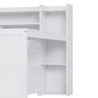 Divano Letto Singolo in Legno con Mensole Contenitore, Letto Estraibile e Scrivania, Bianco Antico