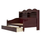 Divano Letto Singolo con Cassetti Contenitore e Mensole nella Testiera, Struttura in Legno, Espresso
