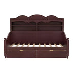 Divano Letto Singolo con Cassetti Contenitore e Mensole nella Testiera, Struttura in Legno, Espresso