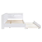 Daybed completo in legno con letto estraibile singolo, ripiano portaoggetti e porte di ricarica USB, bianco