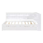 Daybed completo in legno con letto estraibile singolo, ripiano portaoggetti e porte di ricarica USB, bianco