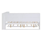 Daybed completo in legno con letto estraibile singolo, ripiano portaoggetti e porte di ricarica USB, bianco