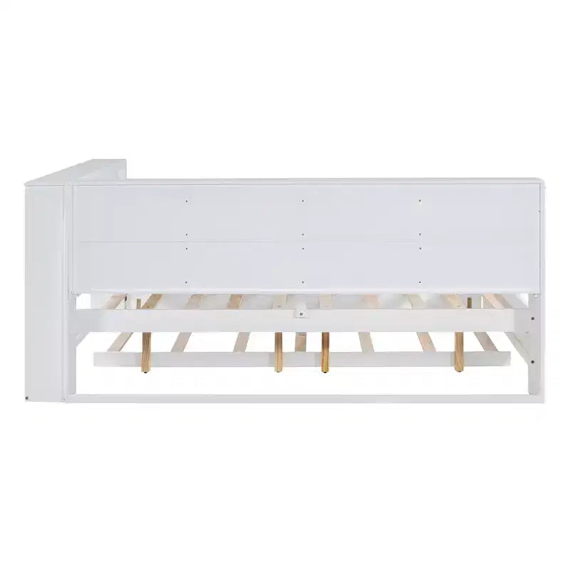 Daybed completo in legno con letto estraibile singolo, ripiano portaoggetti e porte di ricarica USB, bianco