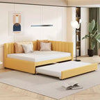 FAMYYT Letto a giorno imbottito full size con letto estraibile singolo, facile da montare, giallo