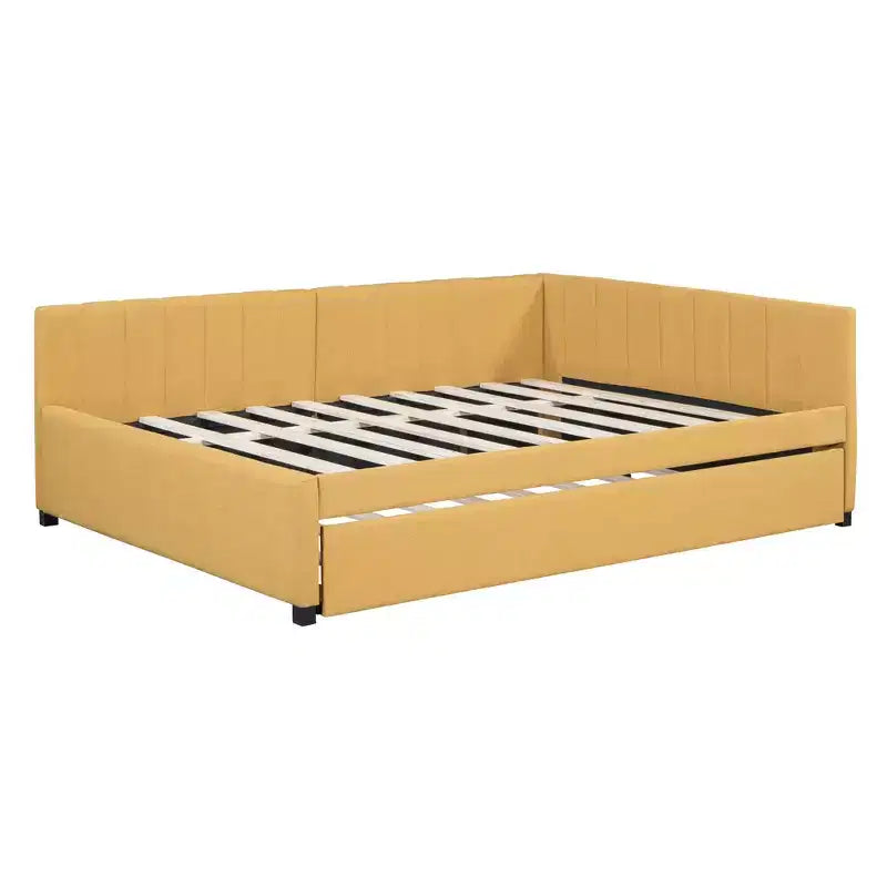 FAMYYT Letto a giorno imbottito full size con letto estraibile singolo, facile da montare, giallo