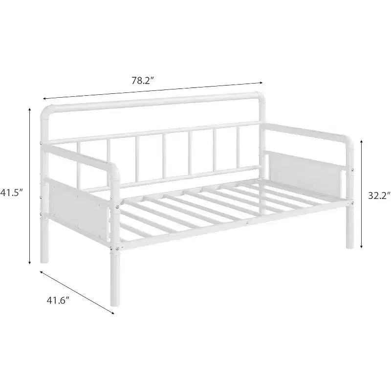 GustoWave Daybed Matrimoniale in Metallo con Testiera Classica, Divano Letto per Spazi Versatili - Bianco
