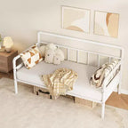 GustoWave Daybed Matrimoniale in Metallo con Testiera Classica, Divano Letto per Spazi Versatili - Bianco