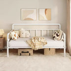 GustoWave Daybed Matrimoniale in Metallo con Testiera Classica, Divano Letto per Spazi Versatili - Bianco