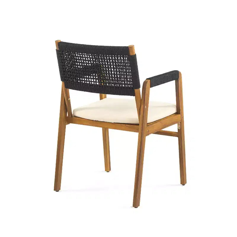 Set da pranzo per esterni ModernLuxe, set conversazione da patio da 7 pezzi in legno di acacia con poltrone in corda intrecciata