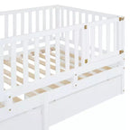 Divano letto doppio in legno Luxystar con porta e 2 cassetti, divisibile in 2 letti per la stanza dei bambini