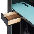 Polibi Gamer Hub Divano Letto con Scrivania, Luci RGB, Stazione di Ricarica, Cassetti Portaoggetti e Testiera con Libreria