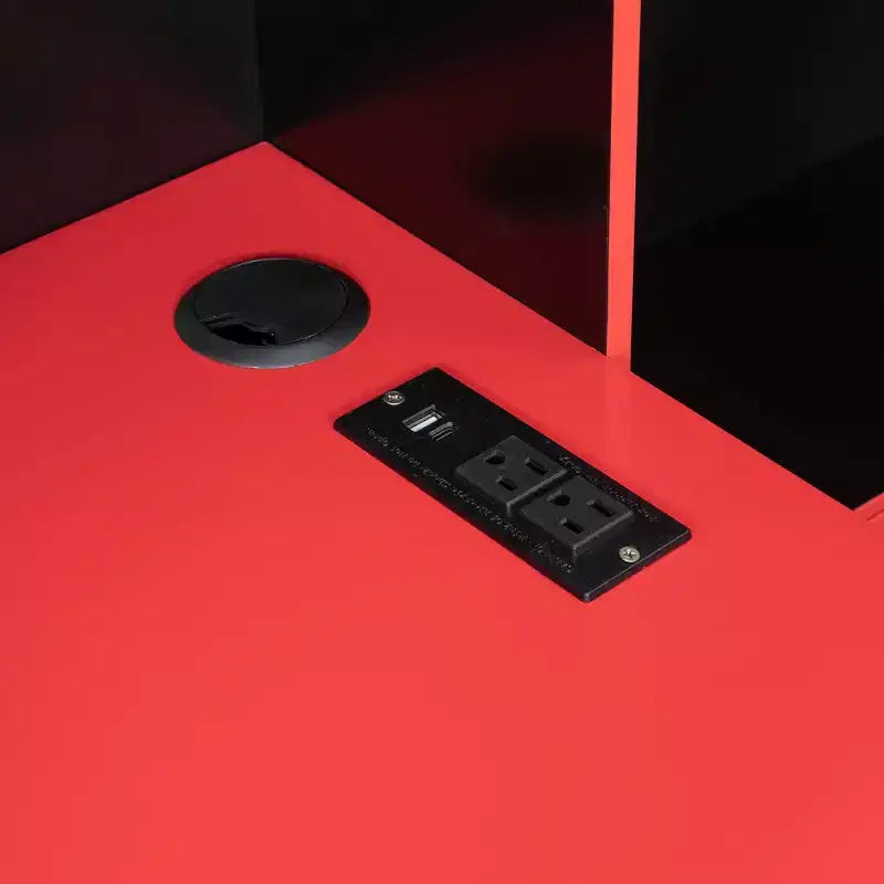 Polibi Gamer Hub Divano Letto con Scrivania, Luci RGB, Stazione di Ricarica, Cassetti Portaoggetti e Testiera con Libreria