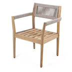 Set da pranzo da esterno con piedistallo rotondo, tavolo in legno di acacia a 5 pezzi con piano a doghe e 4 sedie con schienale intrecciato con cuscini per patio-Panipeachy