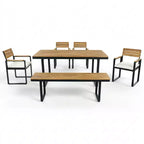 ModernLuxe Set da pranzo da esterno 6 pezzi per 6-7 persone, Set mobili da giardino Tavolo e sedie da pranzo con cuscini e Struttura resistente alle intemperie