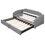 Letto a giorno imbottito ModernLuxe da una piazza a king size con letto estraibile a scomparsa e porte di ricarica USB, tessuto in lino, capacità 180 kg