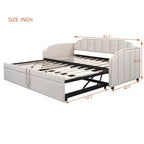 Letto a giorno imbottito ModernLuxe da una piazza a king size con letto estraibile a scomparsa e porte di ricarica USB, tessuto in lino, capacità 180 kg