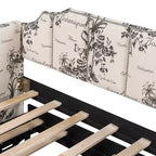 Letto a giorno imbottito ModernLuxe da una piazza a king size con letto estraibile a scomparsa e porte di ricarica USB, tessuto in lino, capacità 180 kg