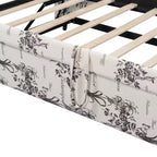 Letto a giorno imbottito ModernLuxe da una piazza a king size con letto estraibile a scomparsa e porte di ricarica USB, tessuto in lino, capacità 180 kg