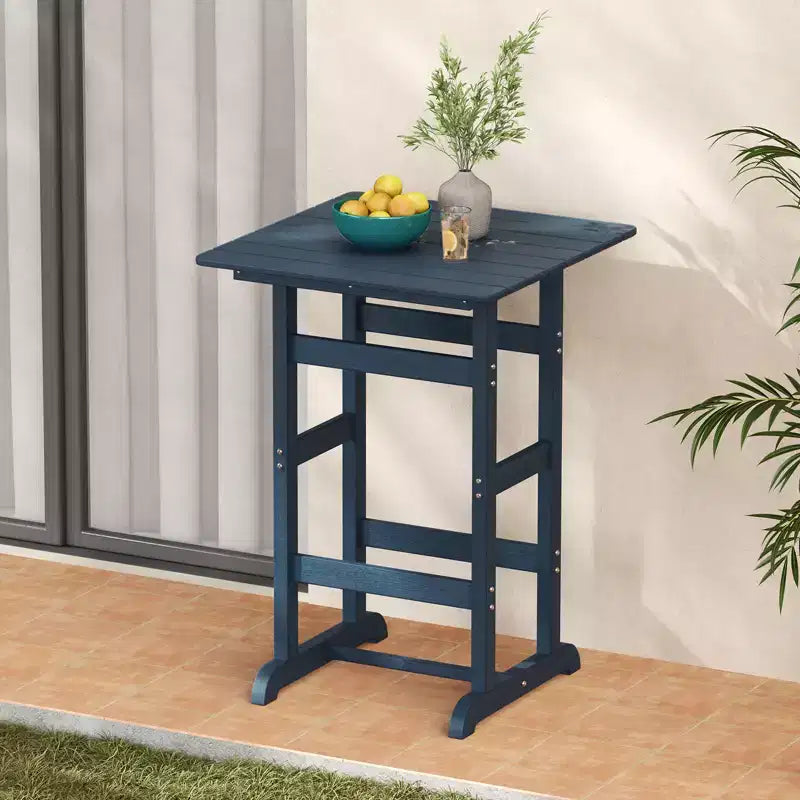 sumyeg Tavolo da Bar da Esterno Alto 76 cm, Tavolo da Pranzo da Patio Quadrato con Piano a Doghe, HDPE per Tutte le Stagioni, Altezza 107 cm per Bordo Piscina, Balcone
