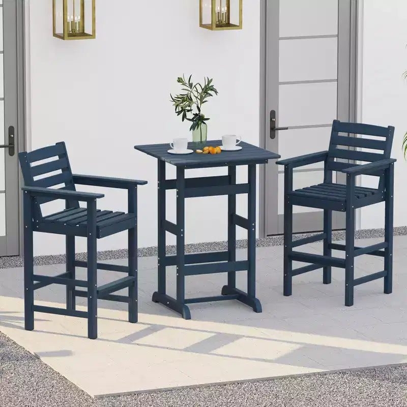 sumyeg Tavolo da Bar da Esterno Alto 76 cm, Tavolo da Pranzo da Patio Quadrato con Piano a Doghe, HDPE per Tutte le Stagioni, Altezza 107 cm per Bordo Piscina, Balcone