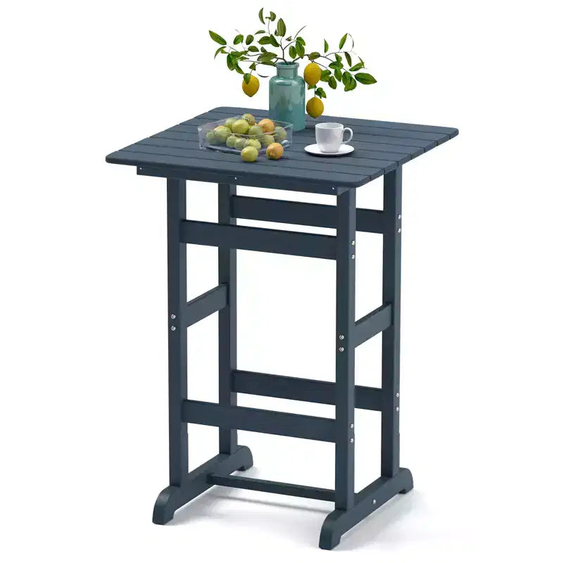 sumyeg Tavolo da Bar da Esterno Alto 76 cm, Tavolo da Pranzo da Patio Quadrato con Piano a Doghe, HDPE per Tutte le Stagioni, Altezza 107 cm per Bordo Piscina, Balcone