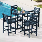 sumyeg Tavolo da Bar da Esterno Alto 76 cm, Tavolo da Pranzo da Patio Quadrato con Piano a Doghe, HDPE per Tutte le Stagioni, Altezza 107 cm per Bordo Piscina, Balcone