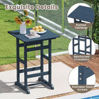 sumyeg Tavolo da Bar da Esterno Alto 76 cm, Tavolo da Pranzo da Patio Quadrato con Piano a Doghe, HDPE per Tutte le Stagioni, Altezza 107 cm per Bordo Piscina, Balcone