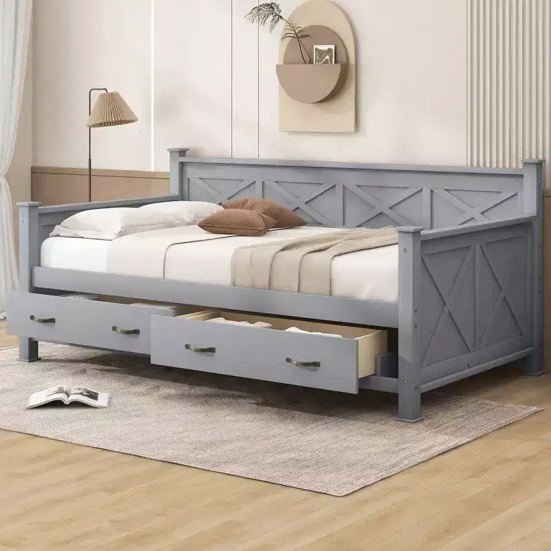 FAMYYT Divano Letto Singolo?Con 2 Grandi Cassetti, Facile da Montare