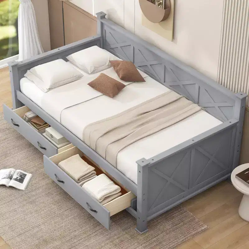 FAMYYT Divano Letto Singolo?Con 2 Grandi Cassetti, Facile da Montare
