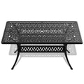 Cast Aluminum Patio Rectangular Dining Table with Black Frame & Umbrella Hole