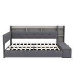 GDFStudio Divano Letto Hill con Rivestimento, Pouf Contenitore e Mensole, Letto Estraibile
