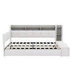 GDFStudio Divano Letto Hill con Rivestimento, Pouf Contenitore e Mensole, Letto Estraibile