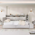 GDFStudio Nguyen Upholstery Daybed with Storage Footstool and Shelves,with Two Drawers