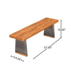 Christopher Knight Home Clara Set da Pranzo da Esterno Rustico in Acacia 3 Pezzi con Panche in Rattan Intrecciato