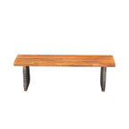 Christopher Knight Home Clara Set da Pranzo da Esterno Rustico in Acacia 3 Pezzi con Panche in Rattan Intrecciato