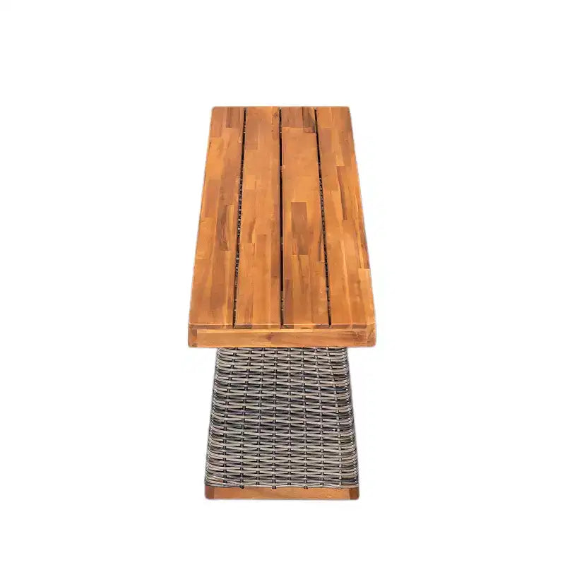 Christopher Knight Home Clara Set da Pranzo da Esterno Rustico in Acacia 3 Pezzi con Panche in Rattan Intrecciato