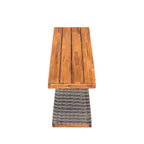 Christopher Knight Home Clara Set da Pranzo da Esterno Rustico in Acacia 3 Pezzi con Panche in Rattan Intrecciato