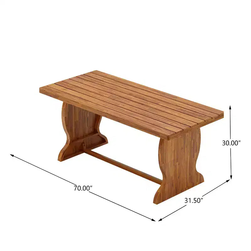 Christopher Knight Home Clara Set da Pranzo da Esterno Rustico in Acacia 3 Pezzi con Panche in Rattan Intrecciato