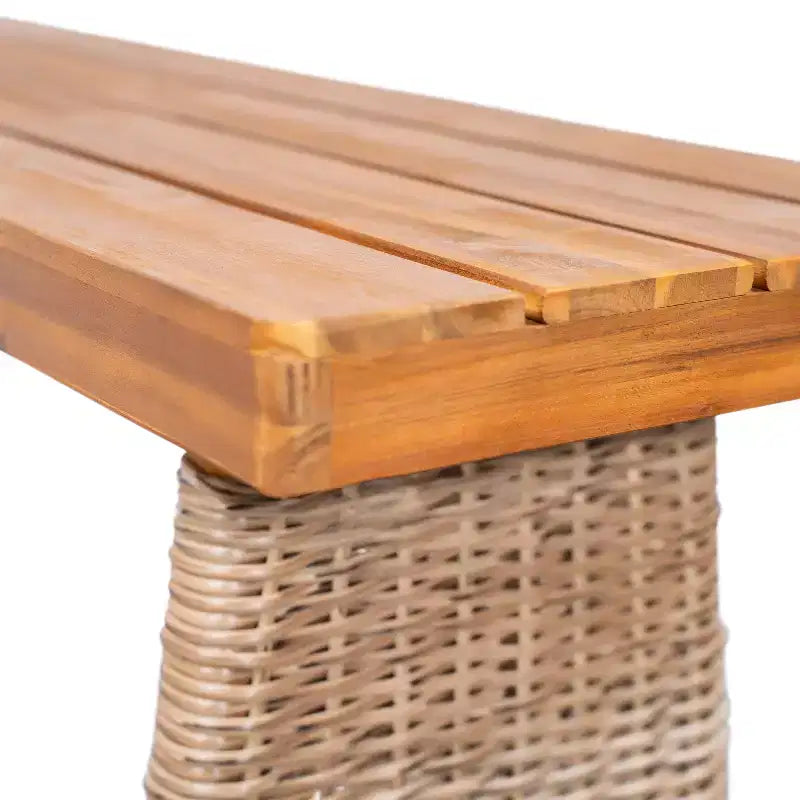 Christopher Knight Home Clara Set da Pranzo da Esterno Rustico in Acacia 3 Pezzi con Panche in Rattan Intrecciato