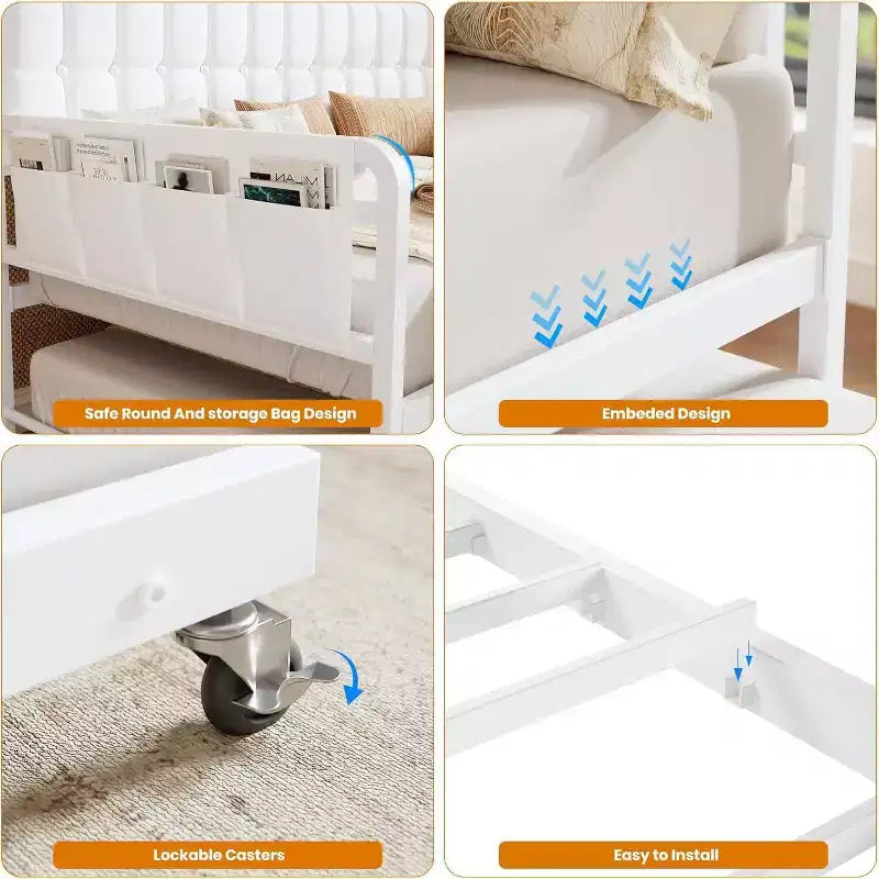 GustoWave Twin Daybed con rete estraibile, luce LED e stazione di ricarica