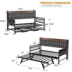 GustoWave Twin Daybed con rete estraibile, luce LED e stazione di ricarica